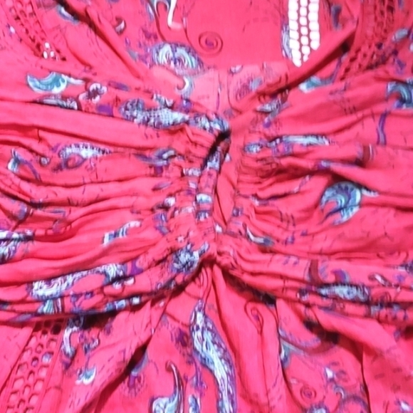 Free People Just The Two Of Us Printed Tunic Pink/Red Size Small - Picture 12 of 16